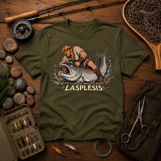 T-Krekls makšķerniekam "Lašplēsis", olive