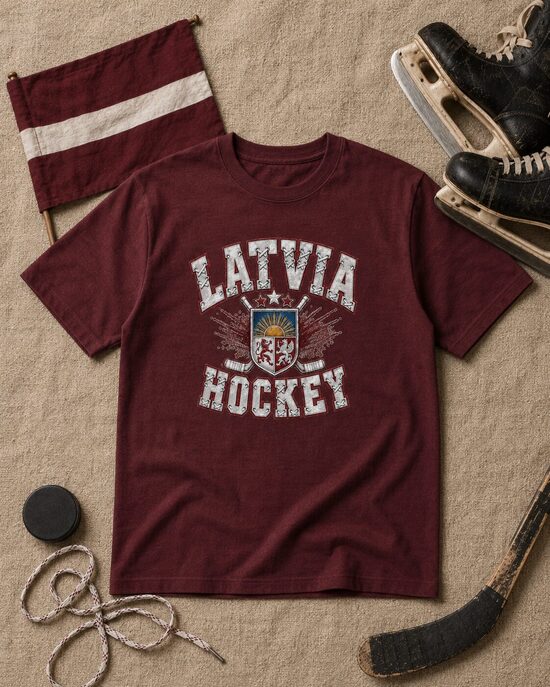 Latvijas hokeja fanu T-krekls "Latvia Hockey"