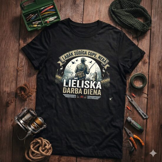 T-Krekls makšķerniekam "Labāk Sūdīga Cope, nevis....", melns