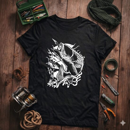 T-Krekls makšķerniekam "Makškernieks", melns