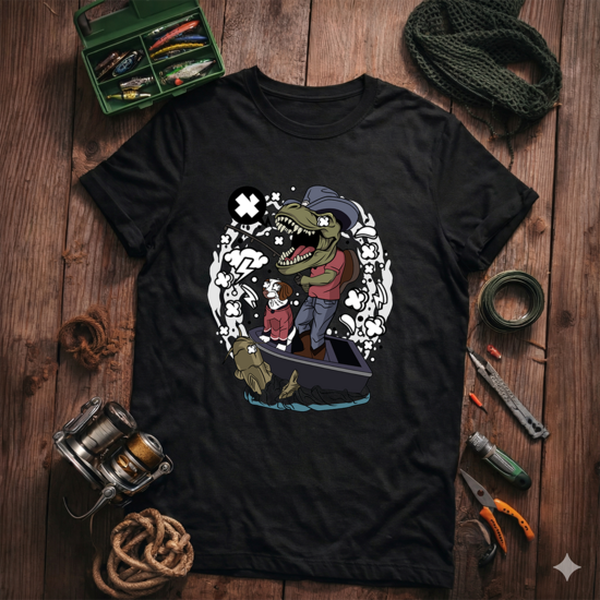 T-Krekls makšķerniekam "Aligators Makškernieks", melns