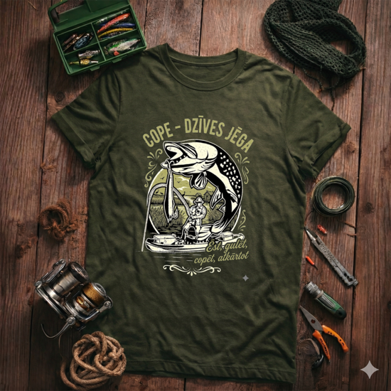 T-Krekls makšķerniekam "Cope Dzives Jega", olive