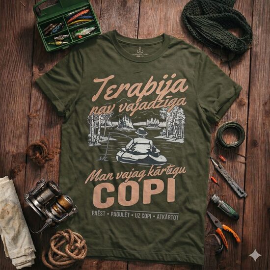T-Krekls makšķerniekam "Cope kā Terapija", olive