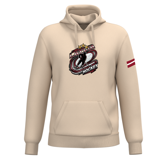 Džemperis ar kapuci Latvia HOCKEY 2026/krēms,pelēcīgs