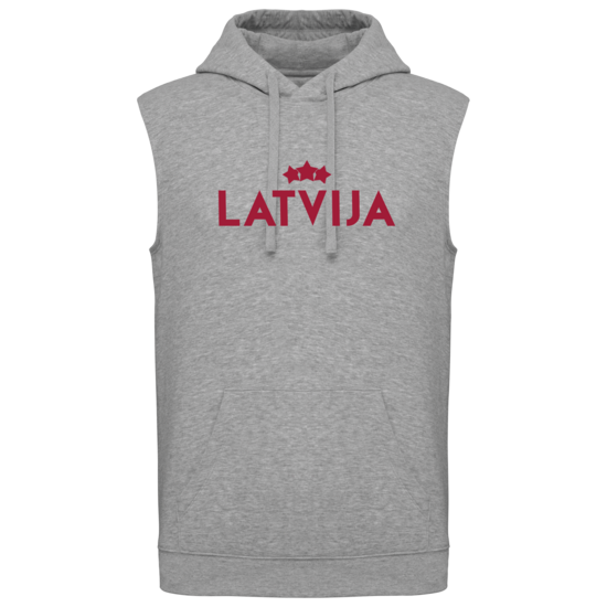 Džemperis bezrocis ar kapuci LATVIJA Trīs Zvaigznes/pelēks