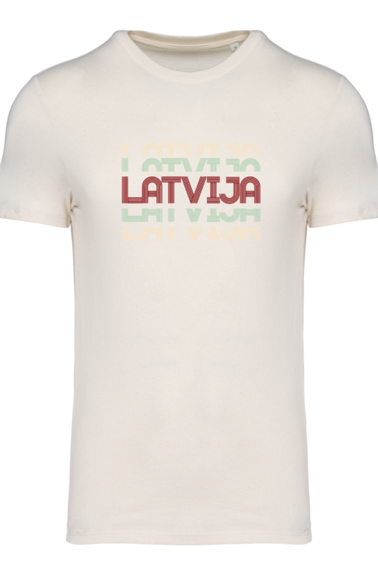 T-krekls Retro Latvija/dabiski balts