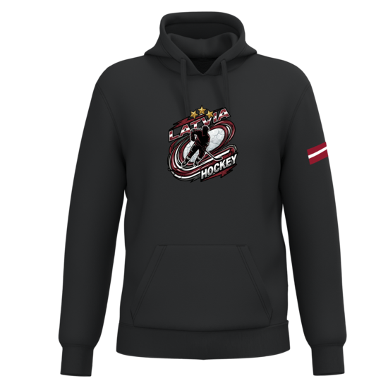 Džemperis ar kapuci Latvia HOCKEY 2026/melns