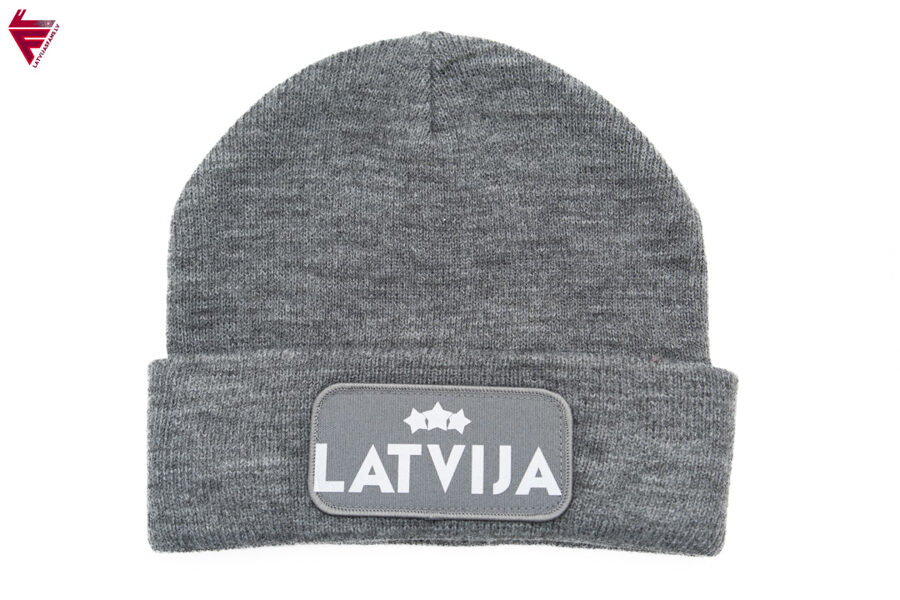 Drošā ziemas cepure LATVIJA Trīs zvaigznes atstarojoša/pelēks/pelēks