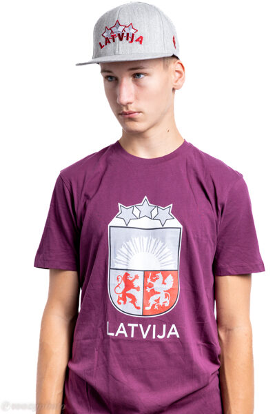 T-Krekls Mazais Latvijas gerbonis/vīna krāsā