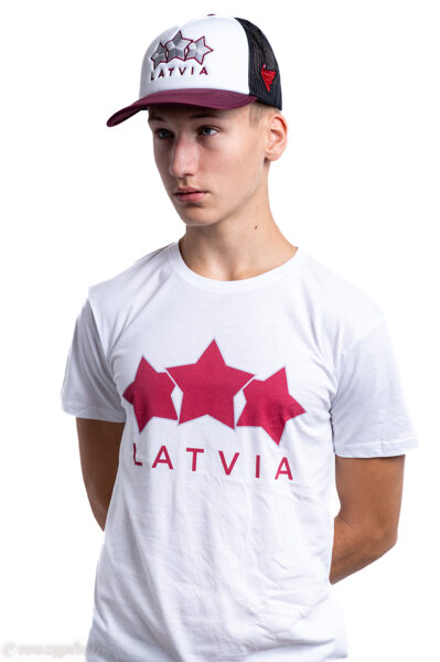 T-Krekls Latvia 3Zvaigznes/balts/