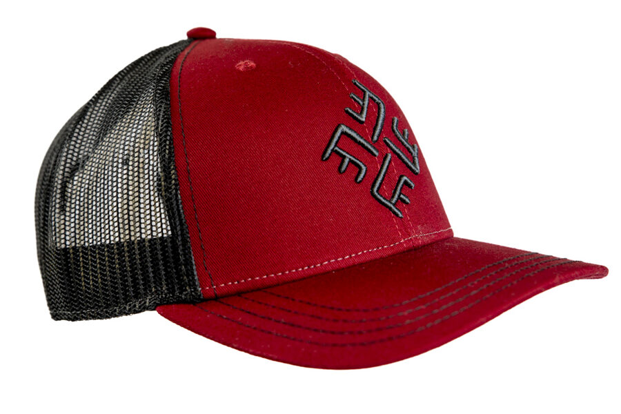 Cepure Pērkons, beisbola, sietiņa, bordo/melna ar tumši pelēku 3D izšuvumu