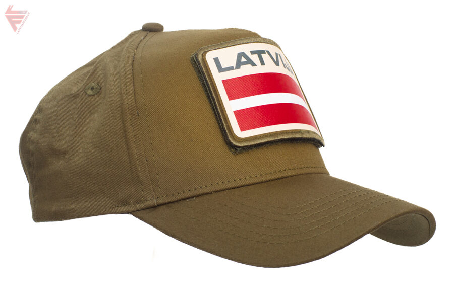 Cepure, beisbola Latvija,karogs/velkro emblēma/green military