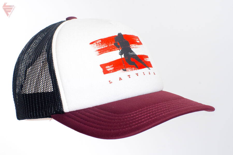 Cepure Latvija Hokejs, beisbola, sietiņa, melna/bordo