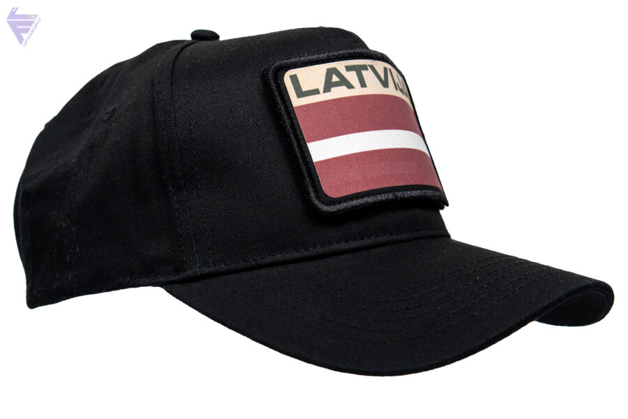 Cepure, beisbola Latvija,karogs/velkro emblēma/melna
