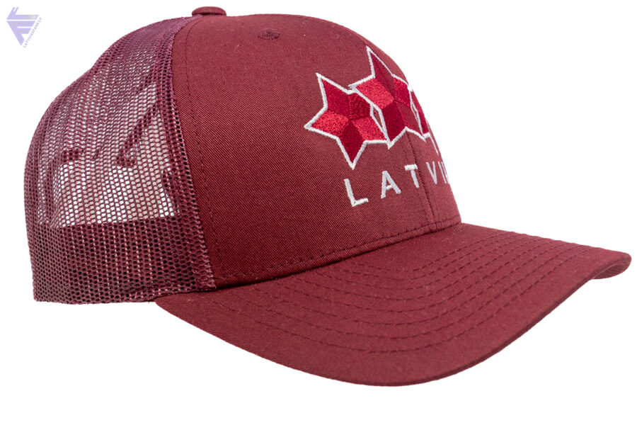 Cepure 3 Zvaignes Latvija, bordo, Flexfit classic
