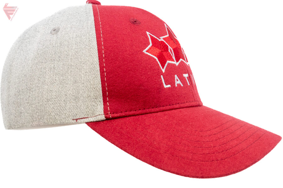 Cepure beisbola Trīs Zvaignes - Latvija, bordo pelēks