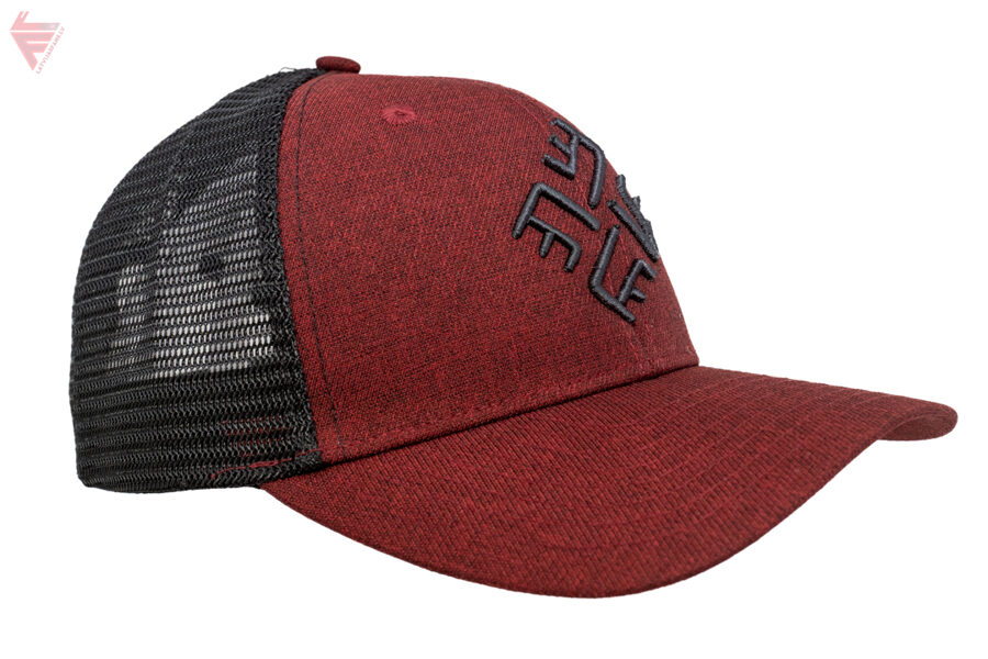 Cepure Pērkons, beisbola, sietiņa, bordo/melna ar tumši pelēku 3D izšuvumu