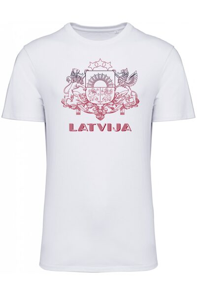 T-krekls Latvijas ģerbonis Latvija vintage/balts