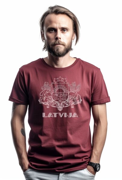 T-krekls Latvijas ģerbonis Latvija vintage 80tie/bordo