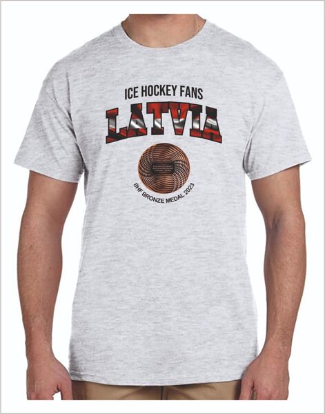 Latvijas hokeja fanu T - krekls Ice Hockey fans Latvia/bronza/divas krāsas